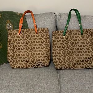 Michael Kors bags. Leather straps. Orange or forrest green. Each priced at $50